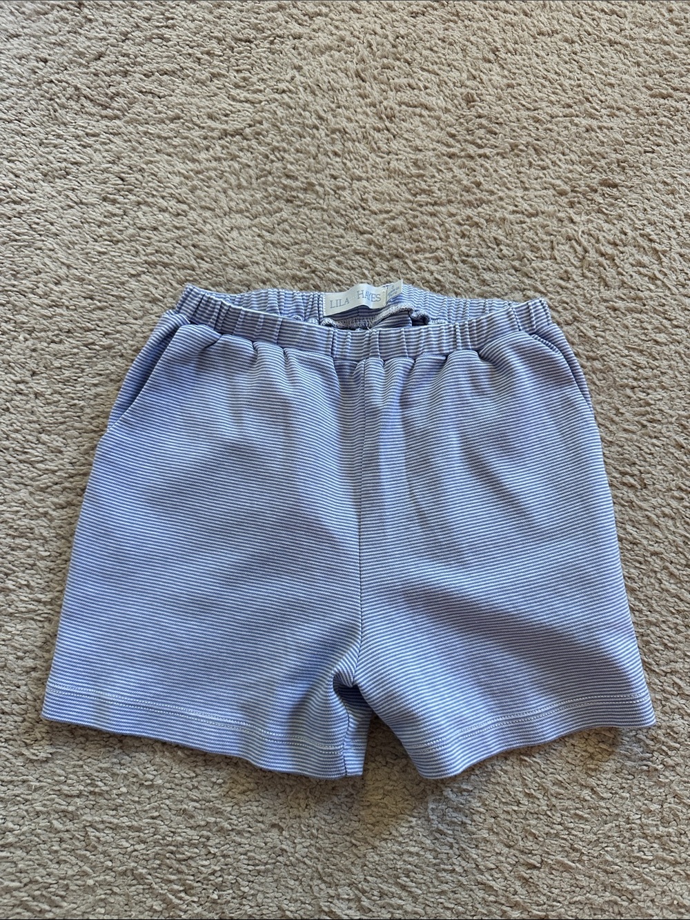 Lila + Hayes Light Blue Stripe Kids Shorts